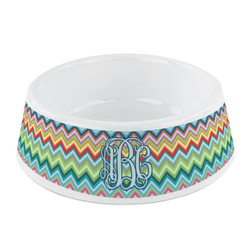 Retro Chevron Monogram Plastic Dog Bowl - Small