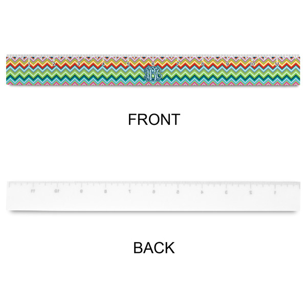 Retro Chevron Monogram Plastic Ruler - 12" - APPROVAL