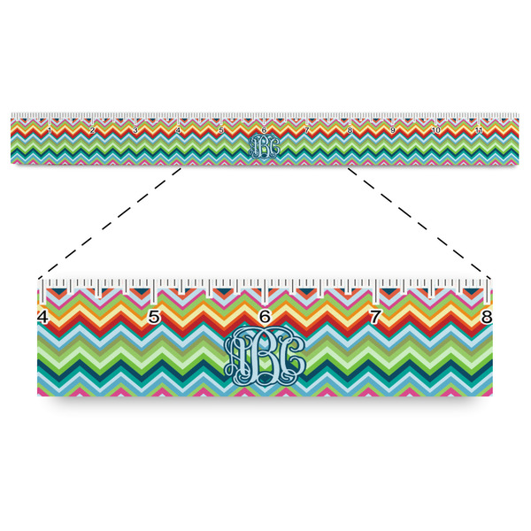 Custom Retro Chevron Monogram Plastic Ruler - 12"