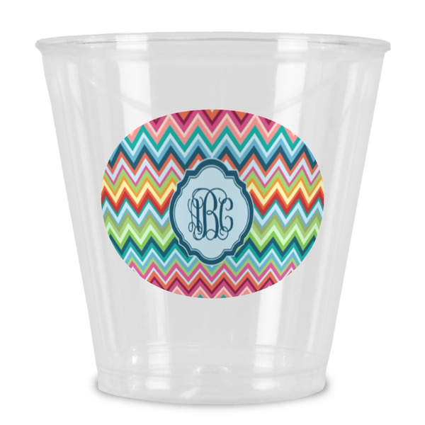 Custom Retro Chevron Monogram Plastic Shot Glass