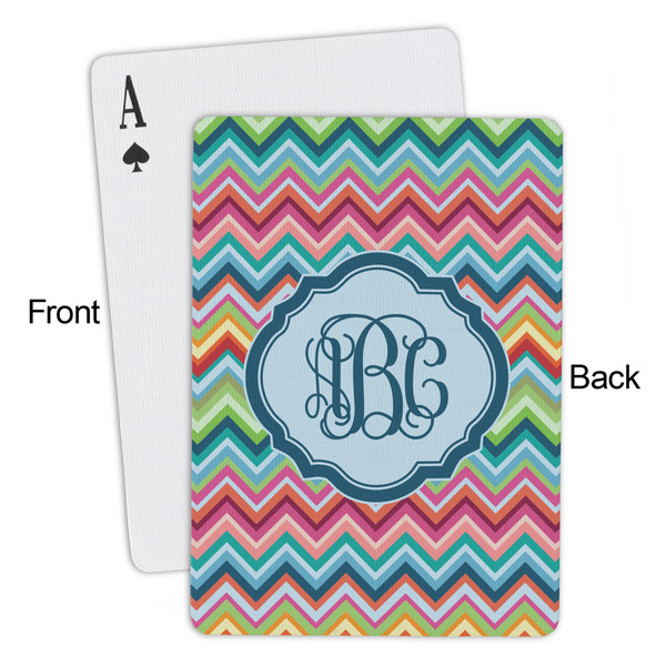 Retro Chevron Monogram Playing Cards - Approval
