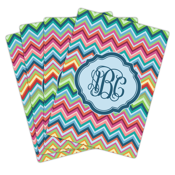 Retro Chevron Monogram Playing Cards - Hand Back View