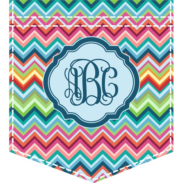 Custom Retro Chevron Monogram Iron On Faux Pocket (Personalized)