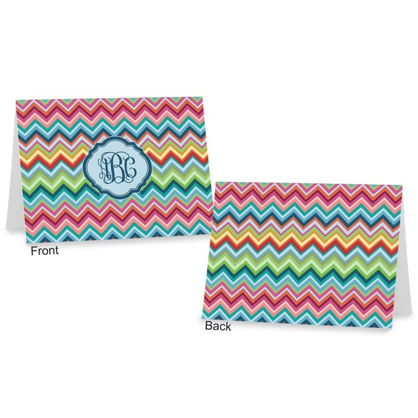 Retro Chevron Monogram Postcard - Front and Back