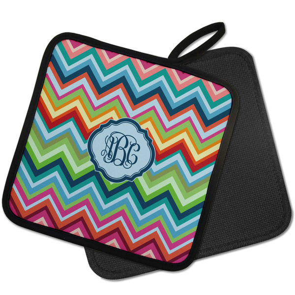 Retro Chevron Monogram Pot Holders - PARENT MAIN