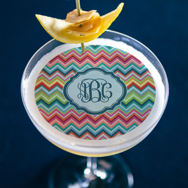 Retro Chevron Monogram Printed Drink Topper - Large - In Context
