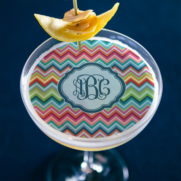 Retro Chevron Monogram Printed Drink Topper - XLarge - In Context