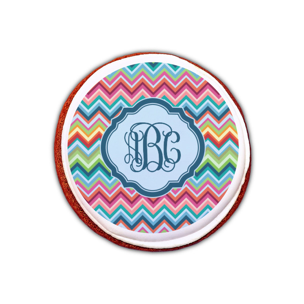 Retro Chevron Monogram Printed Icing Circle - XSmall - On Cookie