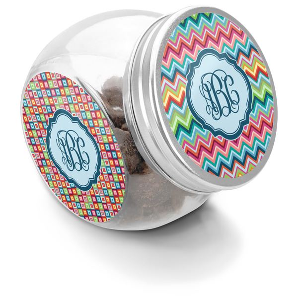 Custom Retro Chevron Monogram Puppy Treat Jar (Personalized)