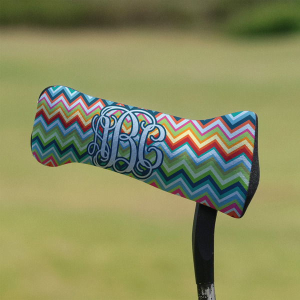 Retro Chevron Monogram Putter Cover - On Putter