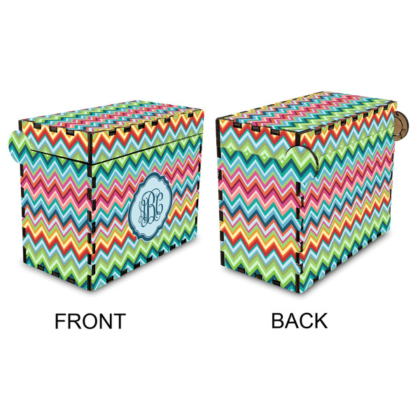 Retro Chevron Monogram Recipe Box - Full Color - Approval