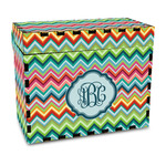 Retro Chevron Monogram Wood Recipe Box - Full Color Print