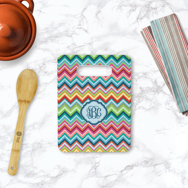 Retro Chevron Monogram Rectangle Trivet with Handle - LIFESTYLE