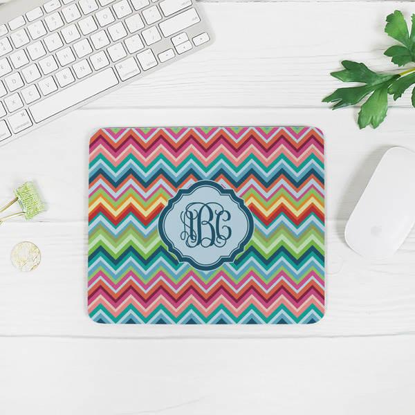 Retro Chevron Monogram Rectangular Mouse Pad - LIFESTYLE 2