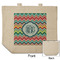 Retro Chevron Monogram Reusable Cotton Grocery Bag - Front & Back View