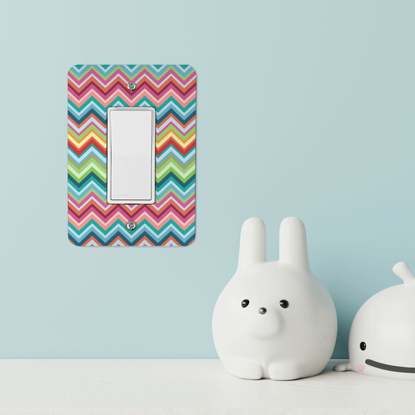 Retro Chevron Monogram Rocker Light Switch Covers - Single - IN CONTEXT