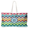 Retro Chevron Monogram Large Tote Bag with Rope Handles