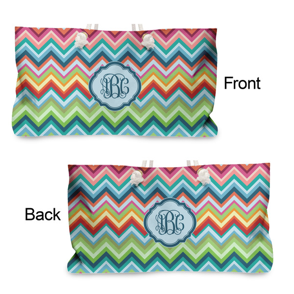 Retro Chevron Monogram Large Rope Tote - From & Back View