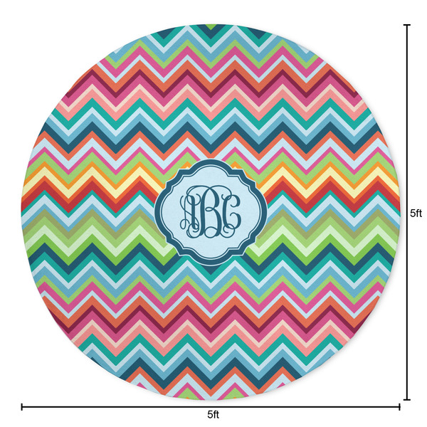 Retro Chevron Monogram Round Area Rug - Size