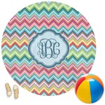 Retro Chevron Monogram Round Beach Towel (Personalized)