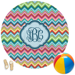Retro Chevron Monogram Round Beach Towel (Personalized)