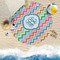 Retro Chevron Monogram Beach Towel Lifestyle