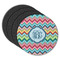 Retro Chevron Monogram Round Rubber Backed Coasters - Set of 4 (Personalized)