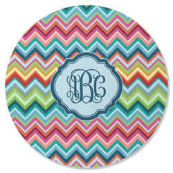Retro Chevron Monogram Round Rubber Backed Coaster (Personalized)