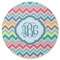 Retro Chevron Monogram Round Rubber Backed Coaster (Personalized)