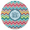 Retro Chevron Monogram Round Rubber Backed Coaster (Personalized)