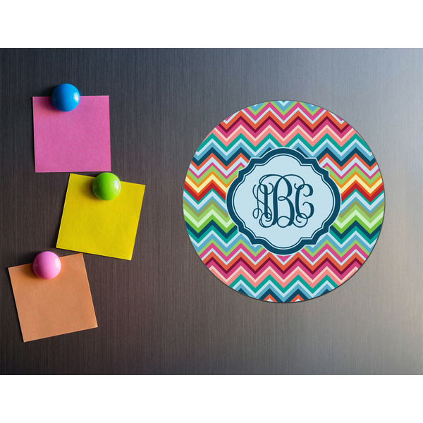 Retro Chevron Monogram Round Fridge Magnet - LIFESTYLE