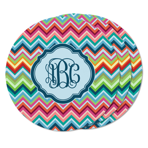 Retro Chevron Monogram Round Fridge Magnet - THREE