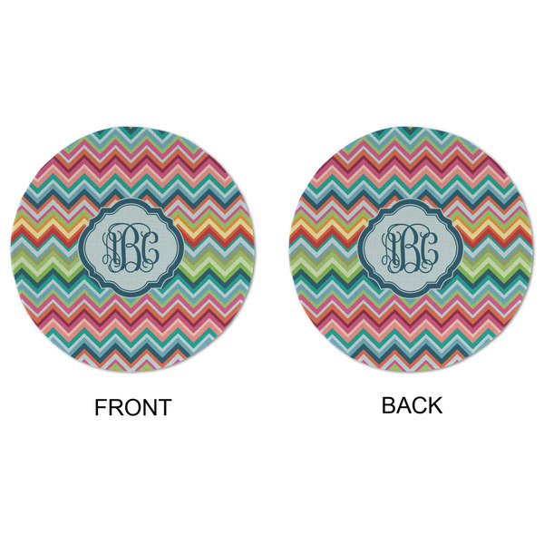Retro Chevron Monogram Round Linen Placemats - APPROVAL (double sided)