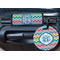 Retro Chevron Monogram Round Luggage Tag & Handle Wrap - In Context
