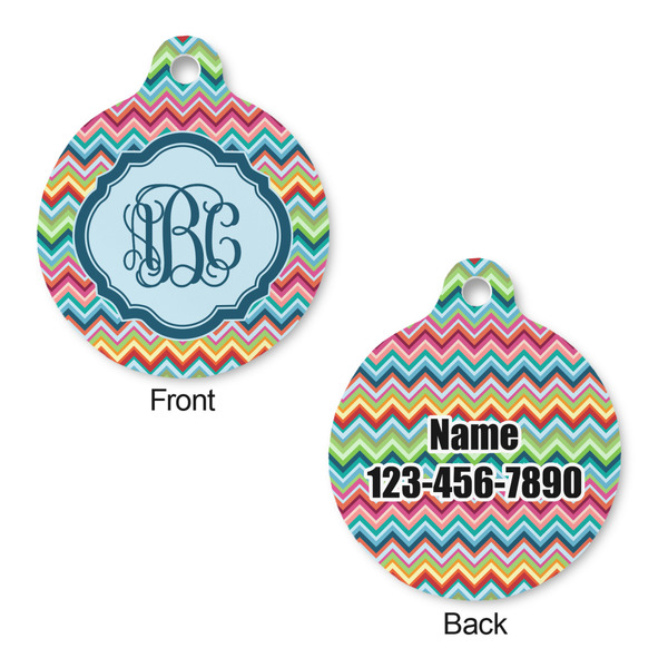 Retro Chevron Monogram Round Pet ID Tag - Large - Approval