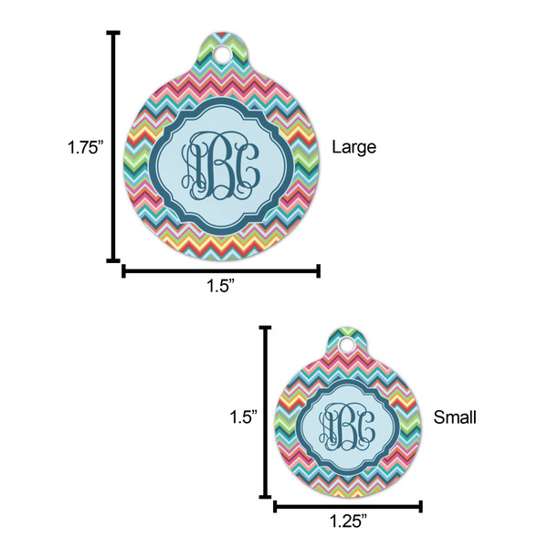 Retro Chevron Monogram Round Pet ID Tag - Large - Comparison Scale