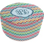 Retro Chevron Monogram Round Pouf Ottoman (Personalized)
