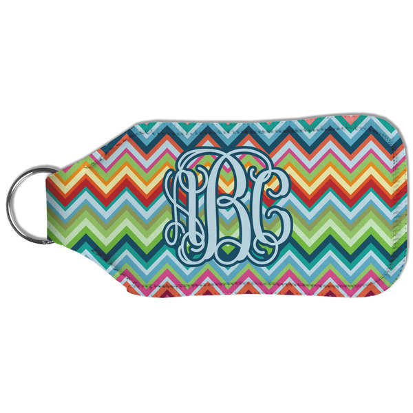Retro Chevron Monogram Sanitizer Holder Keychain - Large (Back)
