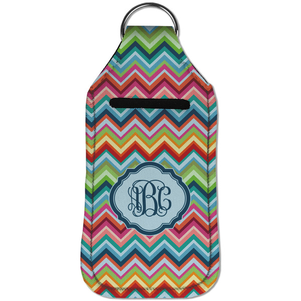 Retro Chevron Monogram Sanitizer Holder Keychain - Large (Front)