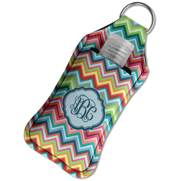 Retro Chevron Monogram Sanitizer Holder Keychain - Large in Case