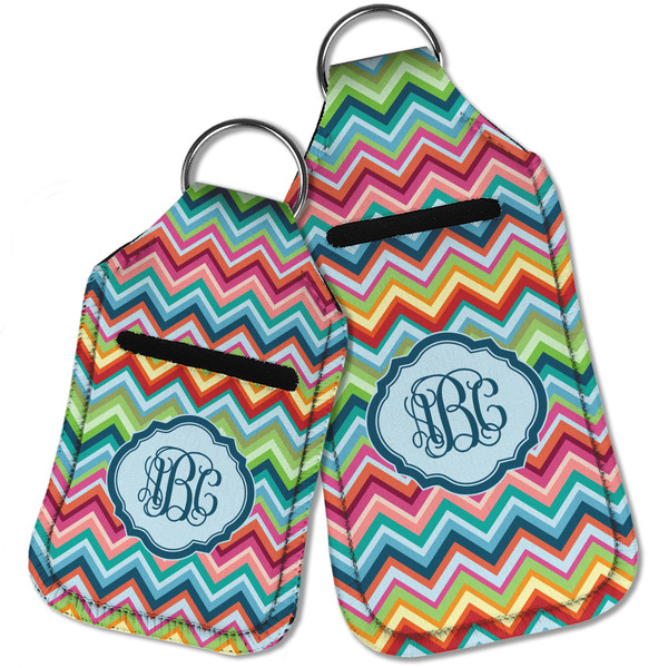 Retro Chevron Monogram Sanitizer Holder Keychain - Parent Main