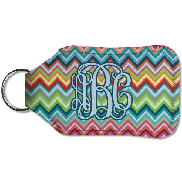 Retro Chevron Monogram Sanitizer Holder Keychain - Small (Back)