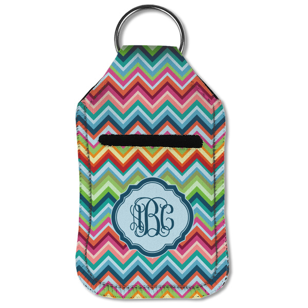 Retro Chevron Monogram Sanitizer Holder Keychain - Small (Front Flat)