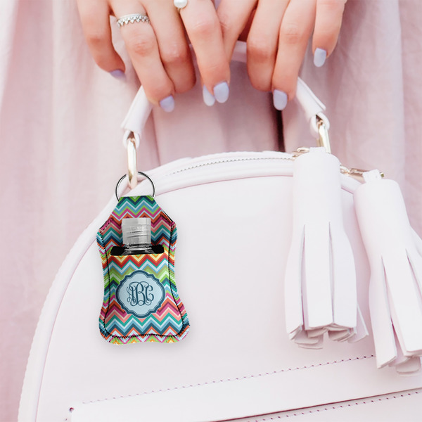 Retro Chevron Monogram Sanitizer Holder Keychain - Small (LIFESTYLE)