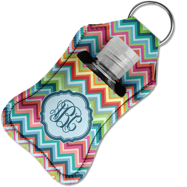 Retro Chevron Monogram Sanitizer Holder Keychain - Small in Case