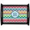 Retro Chevron Monogram Black Wooden Tray - Large (Personalized)