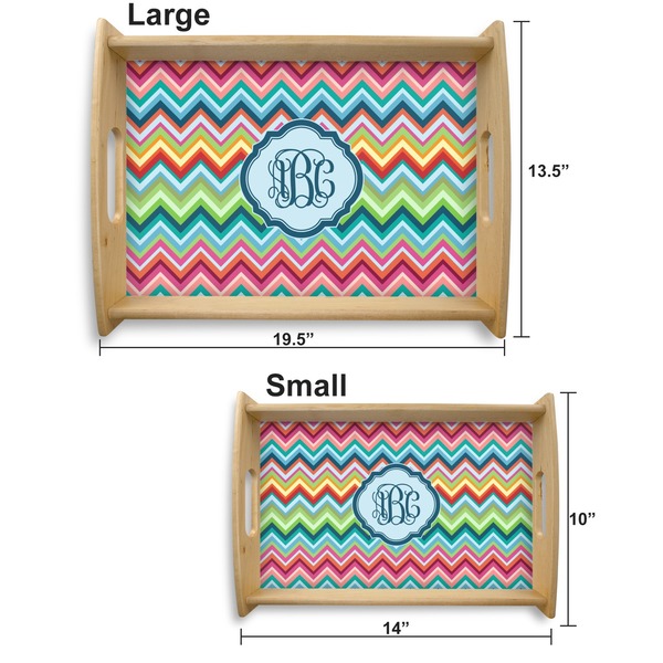 Retro Chevron Monogram Serving Tray Wood Sizes