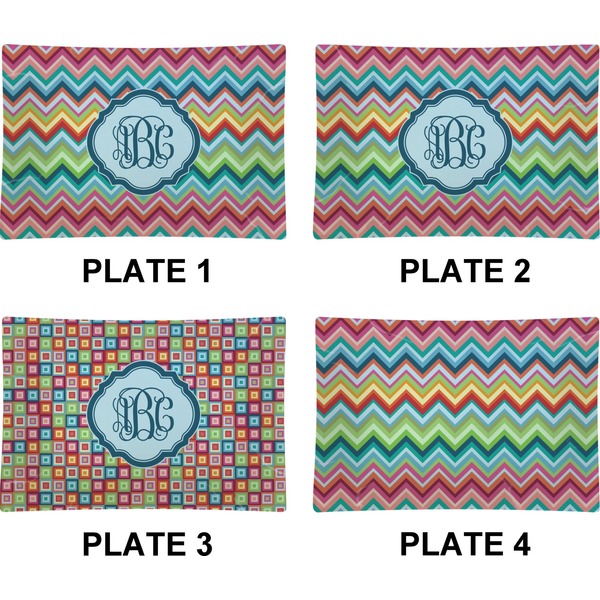 Retro Chevron Monogram Set of Rectangular Appetizer / Dessert Plates (Approval)