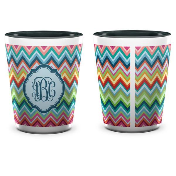 Retro Chevron Monogram Shot Glass - Two Tone - APPROVAL