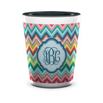 Retro Chevron Monogram Ceramic Shot Glass - 1.5 oz - Two Tone - Single